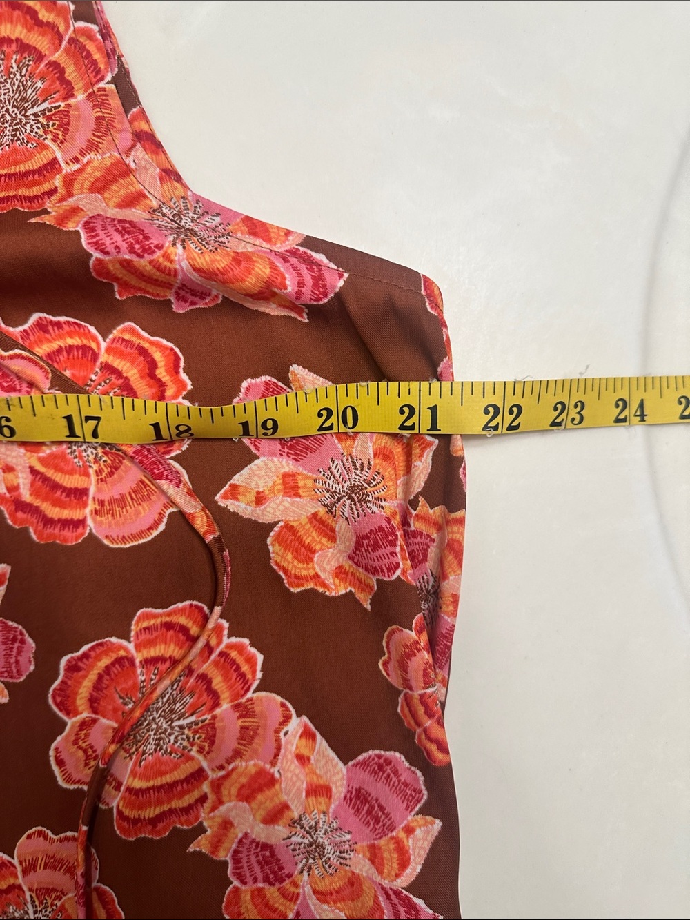 LOFT Brown Floral Sleeveless Camisole with Pink & Orange Flowers - Picture 7 of 8